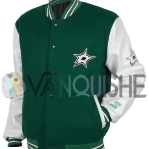 Dallas Stars Green And White Letterman Jacket left
