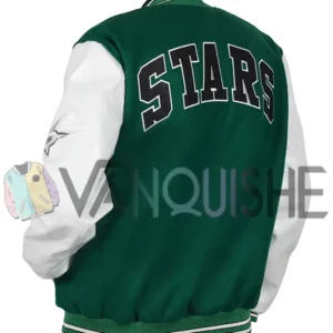 Dallas Stars Green And White Letterman Jacket left back