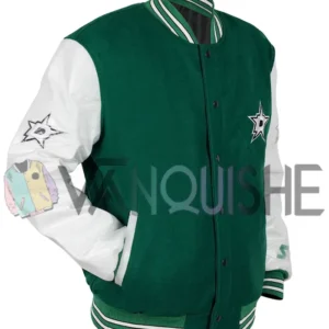 Dallas Stars Green And White Letterman Jacket right