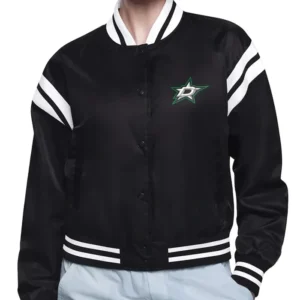 Dallas Stars Printed Logo Satin Varsity Jacket