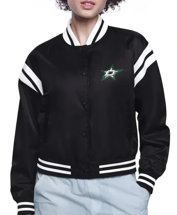 Dallas Stars Printed Logo Satin Varsity Jacket