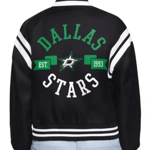 Dallas Stars Printed Logo Satin Varsity Jacket Back