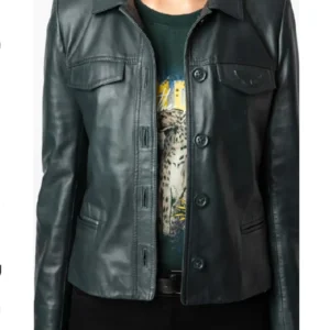 Daphne High Potential S01 Black Leather Jacket For Sale 1