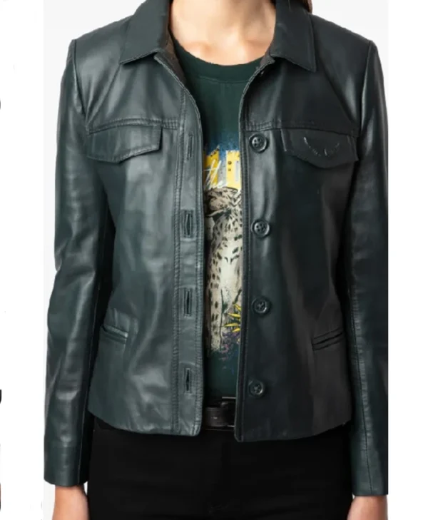Daphne High Potential S01 Black Leather Jacket For Sale 1