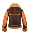 Dark Coffee Brown B3 Bomber Sheepskin Leather Jacket Back