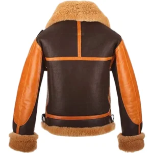 Dark Coffee Brown B3 Bomber Sheepskin Leather Jacket Back