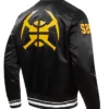 Denver Nugget Black Satin Bomber Jacket