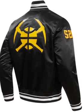 Denver Nugget Black Satin Bomber Jacket