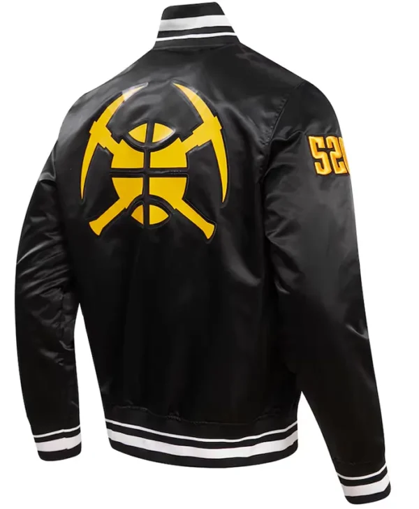 Denver Nugget Black Satin Bomber Jacket