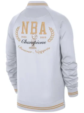 Denver Nugget White Championship Bomber Jacket