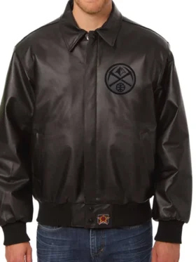 Denver Nuggets Black Bomber Leather Jacket