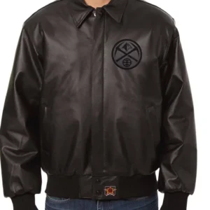 Denver Nuggets Black Bomber Leather Jacket