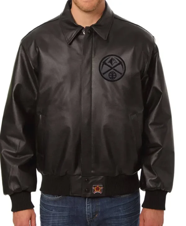 Denver Nuggets Black Bomber Leather Jacket