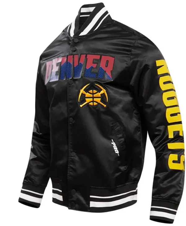 Denver Nuggets Black Satin Bomber Jacket