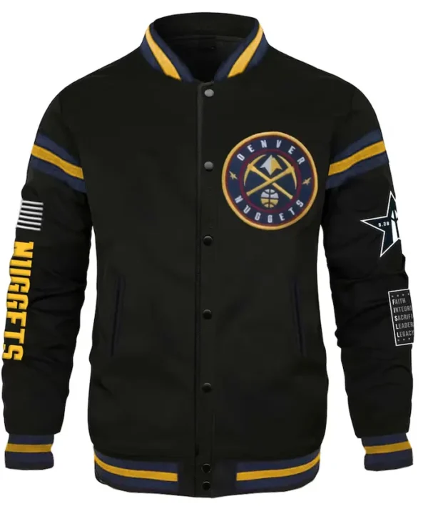 Denver Nuggets Black Varsity Wool Full Snap Jacket