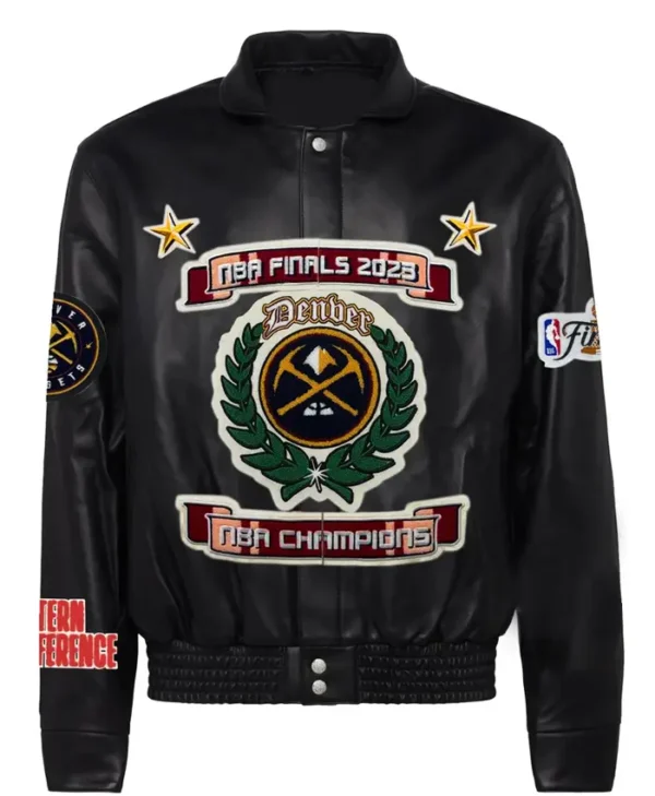 Denver Nuggets Championship Black Leather Jacket