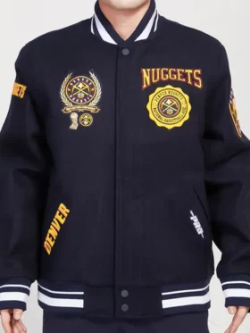 Denver Nuggets Navy Blue Varsity Wool Jacket