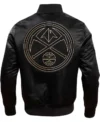 Denver Nuggets Satin Black Full Snap Bomber Jacket 1
