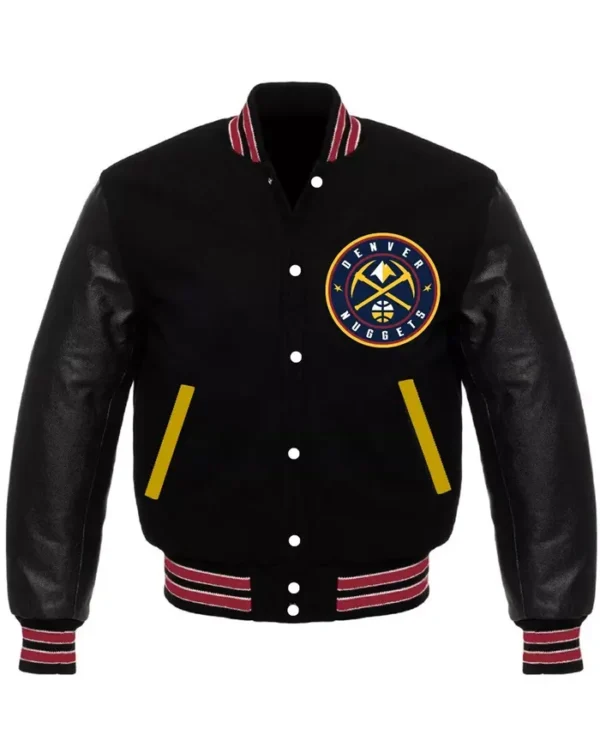 Denver Nuggets Varsity Full Snap Black Jacket 1
