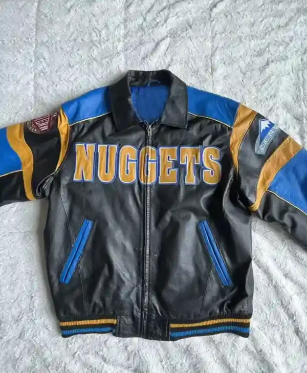 Denver Nuggets Vintage Leather Zip Bomber Jacket