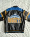 Denver Nuggets Vintage Leather Zipper Bomber Jacket