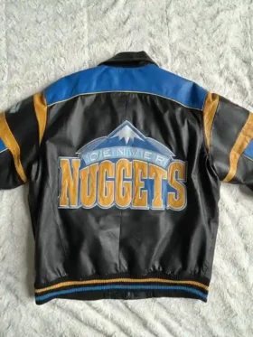 Denver Nuggets Vintage Leather Zipper Bomber Jacket