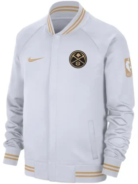 Denver Nuggets White Championship Bomber Jacket