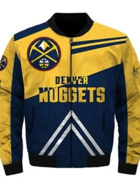 Denver Nuggets Yellow Bomber Zipper Jacket