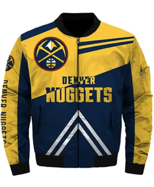 Denver Nuggets Yellow Bomber Zipper Jacket
