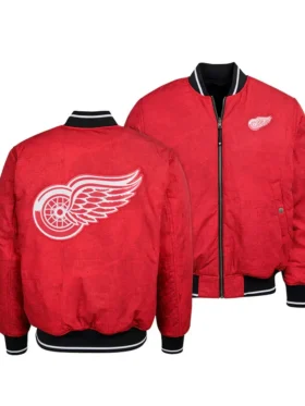 Detroit Red Wings Bomber Red Satin Jacket