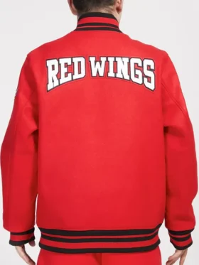 Detroit Red Wings Red Varsity Jacket Back