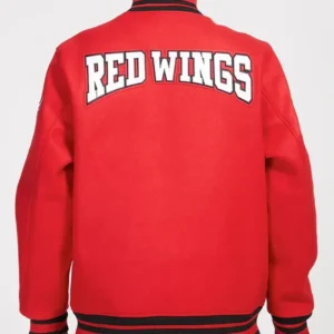 Detroit Red Wings Red Varsity Jacket Back