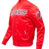 Devils Red Satin Full Snap Bomber Jacket
