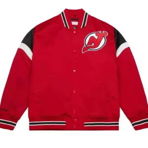 Devils Satin Red Bomber Jacket