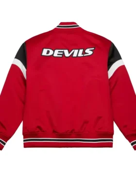 Devils Satin Red Bomber Jacket Back