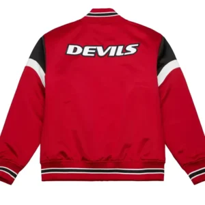 Devils Satin Red Bomber Jacket Back
