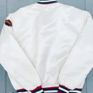 Devils Satin White Bomber Jacket Back