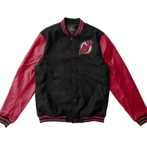 Devils Varsity Black And Red Full Snap Wool Jacket
