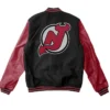 Devils Varsity Black And Red Full Snap Wool Jacket Back