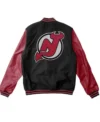 Devils Varsity Black And Red Full Snap Wool Jacket Back