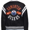 Edmonton Oilers Black Team Logo Satin Jacket Back