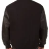 Edmonton Oilers Black Wool And Leather Jacket Back