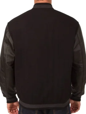 Edmonton Oilers Black Wool And Leather Jacket Back