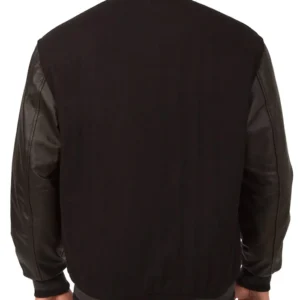 Edmonton Oilers Black Wool And Leather Jacket Back