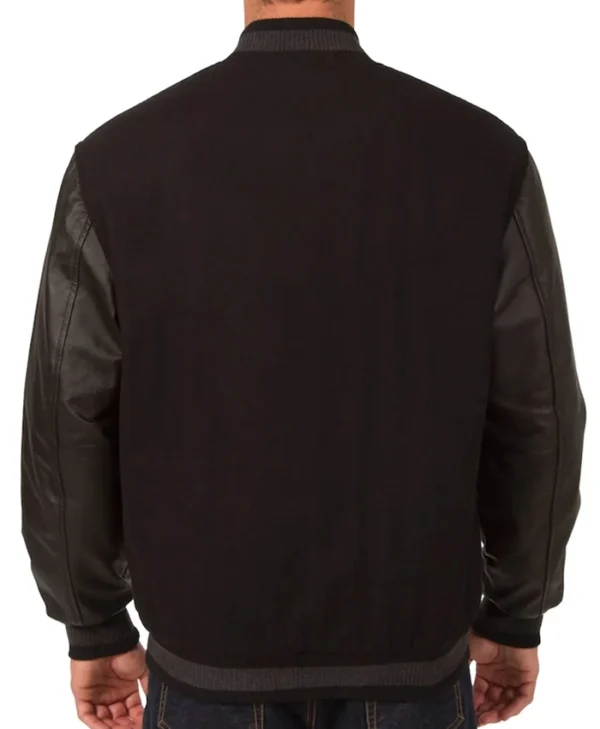 Edmonton Oilers Black Wool And Leather Jacket Back