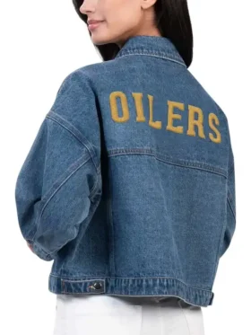 Edmonton Oilers Blue Denim Jacket Back