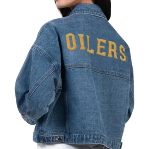 Edmonton Oilers Blue Denim Jacket Back