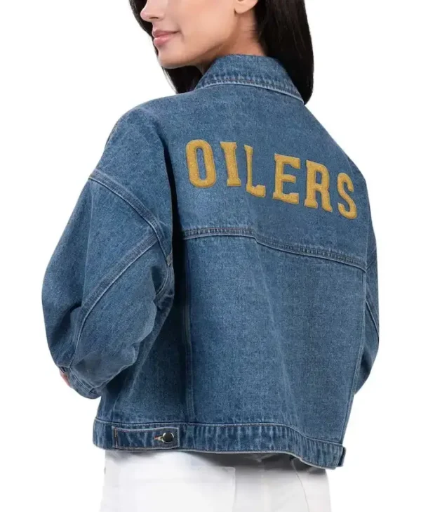 Edmonton Oilers Blue Denim Jacket Back