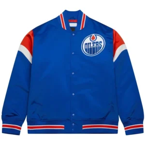 Edmonton Oilers Blue Satin Jacket