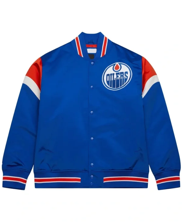 Edmonton Oilers Blue Satin Jacket